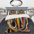 thumbnail image 2 of Designart "Retro Circularity in Motion II" Modern Geometric Bedding Covert Set - Abstract Geometric Blue Abstract Bed Set With 2 Shams, 2 of 6