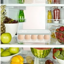 WHAMVOX 10 Eggs Holder Refrigerator Clear Egg Carrier Box with Lid Storage Dispenser