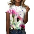 thumbnail image 1 of 2025 Tunique Décontractée pour Femmes T-Shirts Complets pour Femmes Col Rond Haut Imprimé Hauts pour Femmes Chemise en Spandex Manches Courtes T-Shirts Ensemble Chemise Blouse, 1 of 4