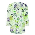 thumbnail image 4 of CYMMPU T-Shirts 3/4 Sleeve Blouses for Women Dressy Casual Round Neck Floral Printed Spring Tops Loose Fit Fall Fashion Shirts Lightweight Basic T-Shirts XXXL, 4 of 5