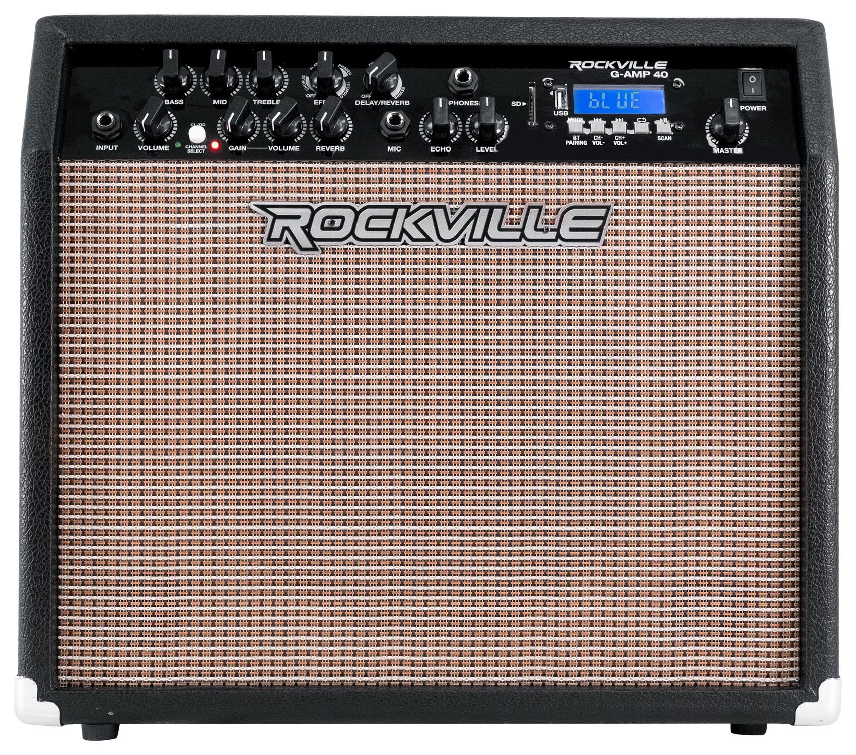 Rockville G-AMP 40 Guitar Combo Amplifier Amp Bluetooth/Mic In/USB/Footswitch