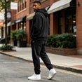 thumbnail image 5 of Delconic Mens Hoodie and Jogger Set Two Piece Tracksuit Full Zip Sweatshirt Drawstring Pants Casual Athletic Outfit Black L, 5 of 7