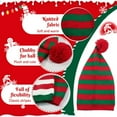 thumbnail image 4 of Christmas Knitted Elf Hats Adults Kids Knit Striped Santa Skull Cap Pom Pom Holiday Party Xams Festival Gift, 4 of 5