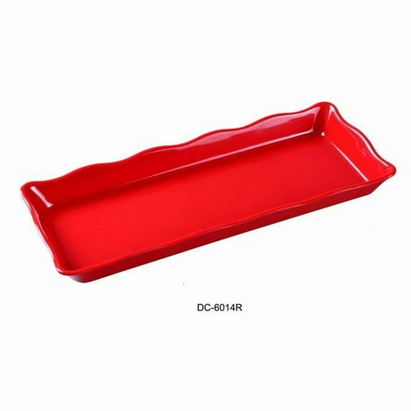 Deli Collection Scallop Edged Display Tray - Melamine, Red with Black Speckled - Pack of 6