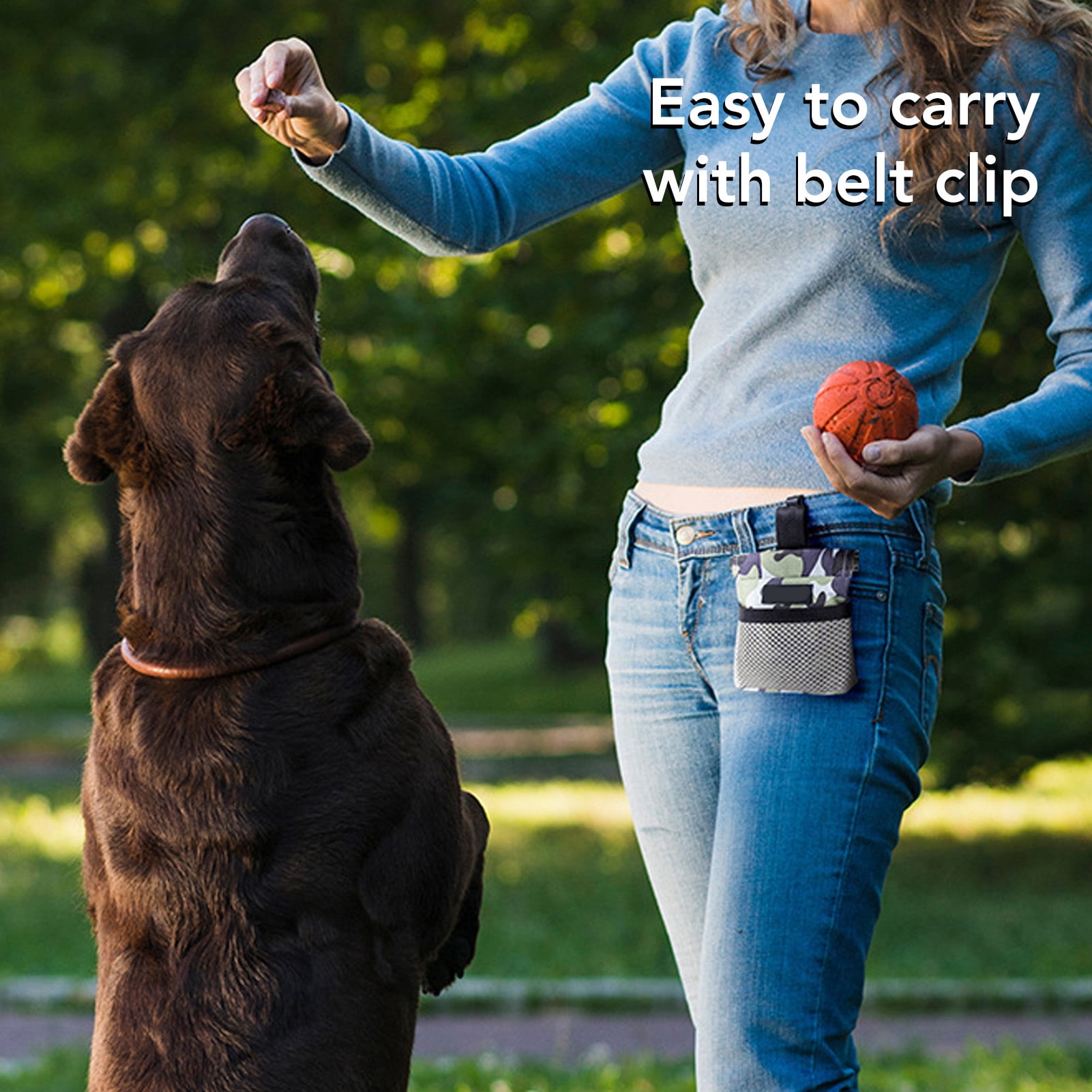 Dog Treat Waist Pouch Dog Treat Bag Multiple Pockets Dog Treat Carrier Holder with Belt Clip for Puppy Dog Outdoor Walking Training Behavior Aids