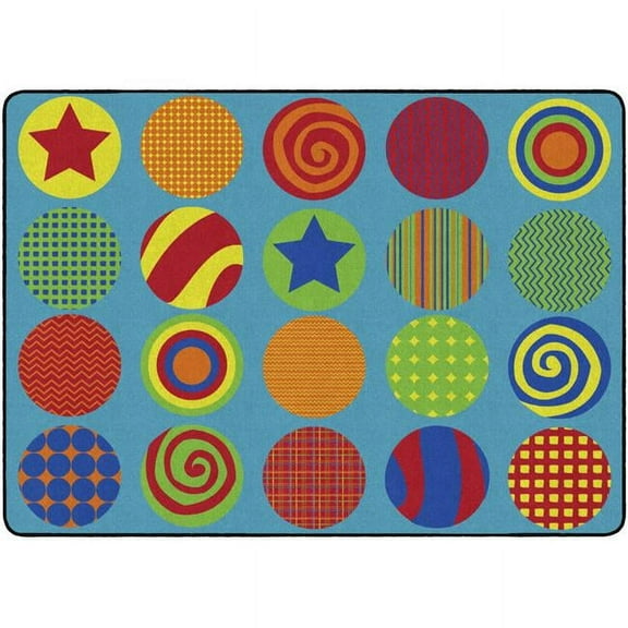 Flagship Carpets FE297-32A 6 ft. x 8 ft. 4 Patterned Circles Rug - Rectangle