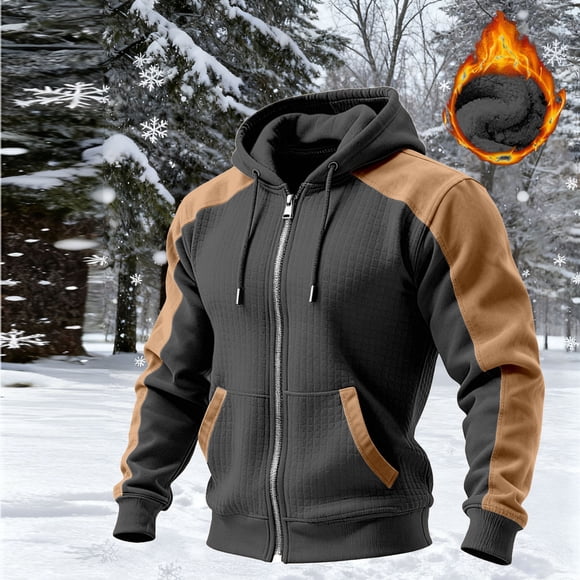 SBYOJLPB Men's Casual Solid Color Hooded Half-Zip Fitness Leisure Sport Pocket Long Sleeve Top