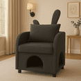 thumbnail image 2 of Modern Sofas Dark Gray Bunny-Ear Pet-Friendly Armchair with Scratch-Resistant Fabric, Triple-Entry Pet Hideaway Openings, Dual-Use Sofa Chair, 27.4 x 25.2 x 37.4 inch,Rustic Sofas, 2 of 11