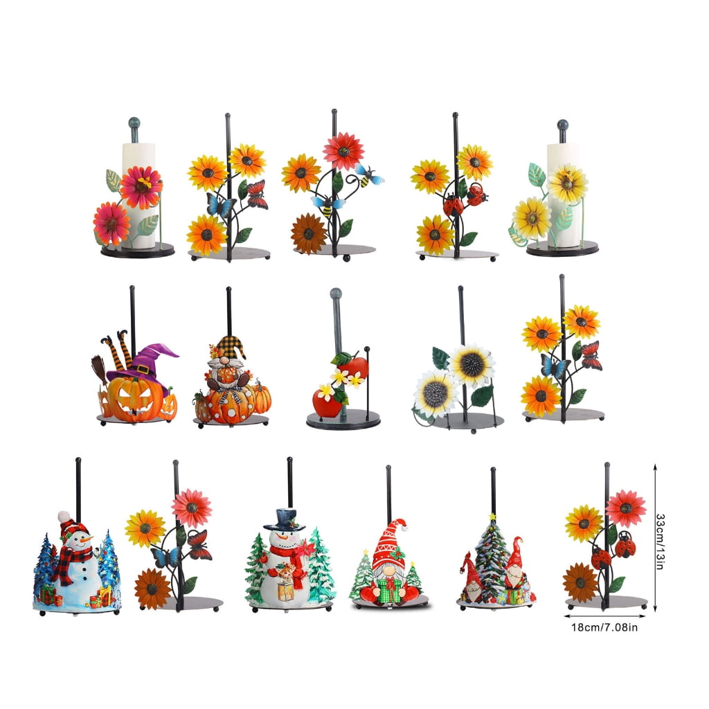 Kitchen Countertop Paper Towel Holder Vertical Tissue Holder Rack Flowers Christmas Tissue Stand Napkins Rack Enduring
