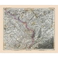 thumbnail image 2 of Stieler 30x26 Black Ornate Wood Framed with Double Matting Museum Art Print Titled - Northeastern France - Stieler 1885, 2 of 4