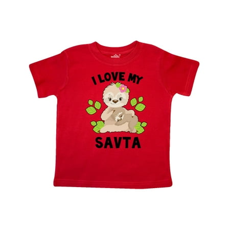 

Inktastic Cute Sloth I Love My Savta with Green Leaves Gift Toddler Boy or Toddler Girl T-Shirt