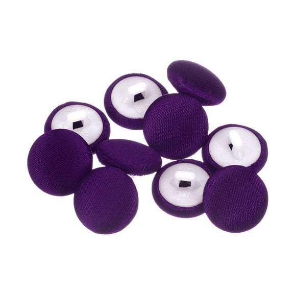 Uxcell 10pcs Fabric Cloth Covered Button 15mm Round Plastic Sewing Buttons for Suits Dress Blouses, Purple