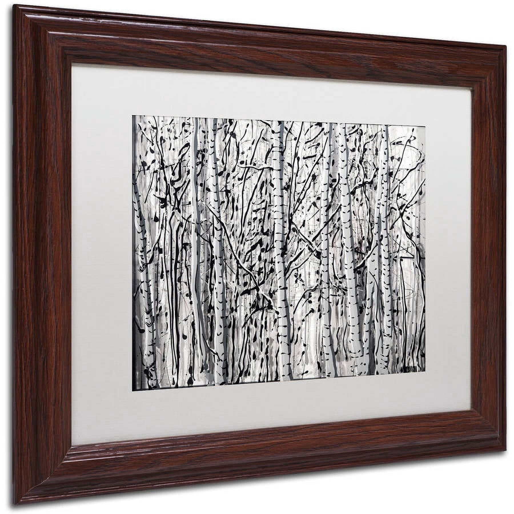 Trademark Fine Art "Winter Aspens" Canvas Art by Roderick Stevens White Mat, Wood Frame