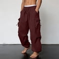 thumbnail image 7 of SAWOBUUN Mens Wide Leg Cargo Pants Quick Dry Elastic Waist Trousers Trendy Casual Loose Fit Parachute Pant with Pockets, 7 of 7
