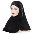 thumbnail image 2 of Foulard d'Été Musulman en Soie Glacée Respirant Fleur à Franges Turban de Mode, 2 of 9