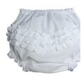 thumbnail image 3 of Baby Girls White Elastic Bloomer Diaper Cover with Embroidered Eyelet Edging, 3 of 4