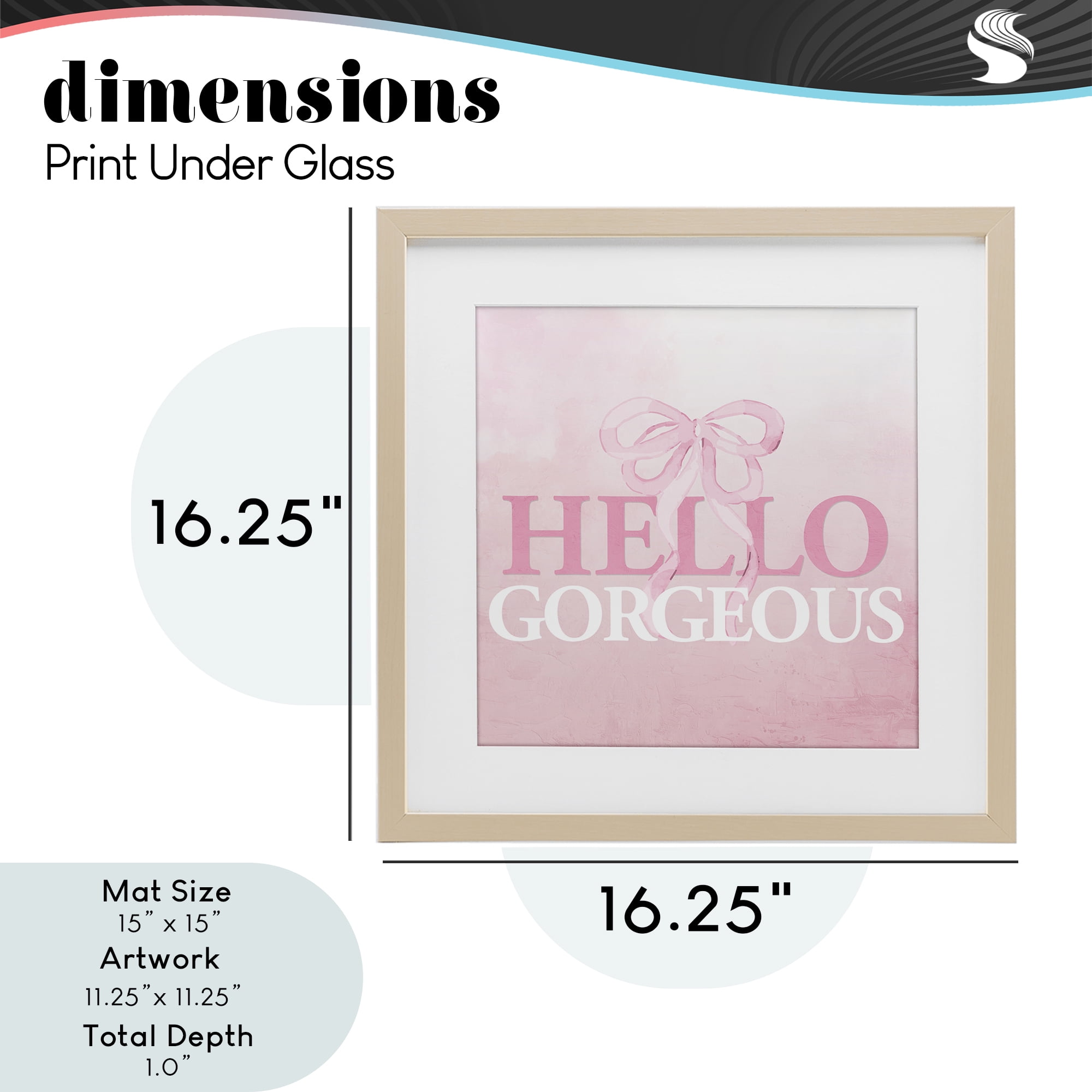 Feminine Hello Gorgeous Birch Framed Print Under Glass, design by Kim Allen