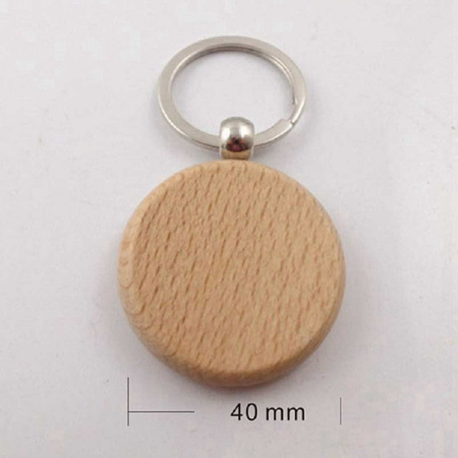 80 Pcs Blank Wooden Keychain Personalized Round Engraving Key DIY Wood Keychains Key Tags Can Engrave DIY Gifts