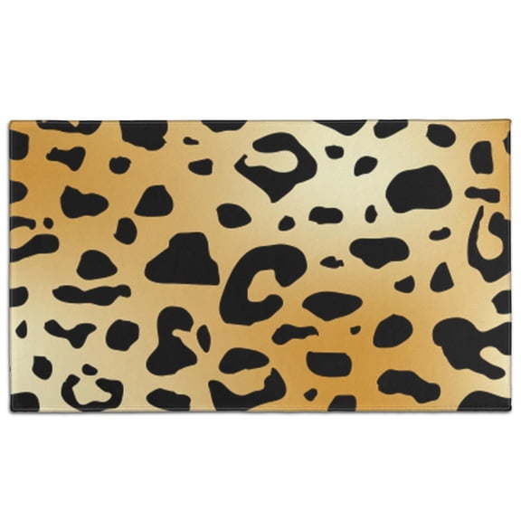 Gold and Black Of Leopard Print Door Rugs,Washable Non Slip Door Mats Indoor,Decorative Door Mats,Entry Mat Indoor for Entrance,Bedroom,Kitchen,Bathroom,17"x30"