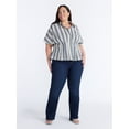 thumbnail image 2 of Terra & Sky Fit and Flare Blouse with Short Sleeves, Sizes 0X-5X, 2 of 5