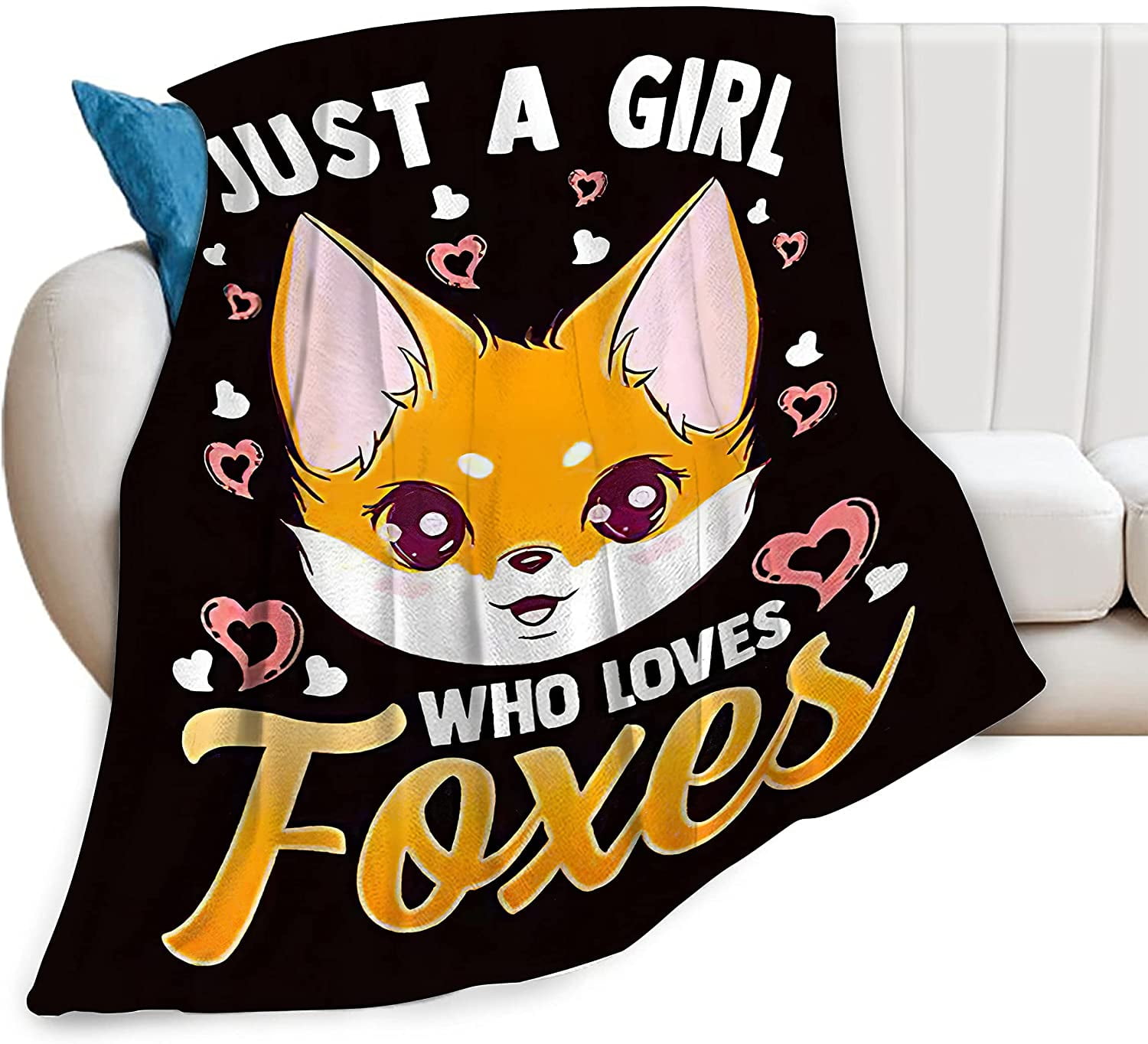 Fox Blanket for Girl Soft Warm Cute Fox Fleece Throw Blanket Plush