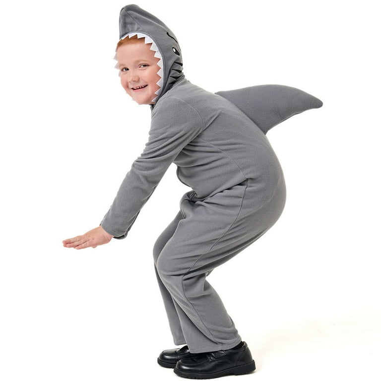 Shark Costume Kids Grey Hooded Jumpsuit Shark Costume Kids Grey Hooded Jumpsuit