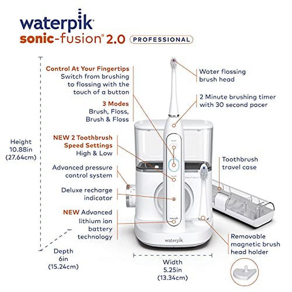 Waterpik Sonic-Fusion 2.0 Professional Flossing Toothbrush, Electric Toothbrush and Water Flosser Combo In One, White - image 4 of 11
