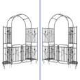 thumbnail image 4 of ModFusion Arbor with Lockable Gate, No Dig Ground Stakes, Arch Walkway, Metal Trellis Roof, Garden Fence Climbing Plants, Black, 4 of 9