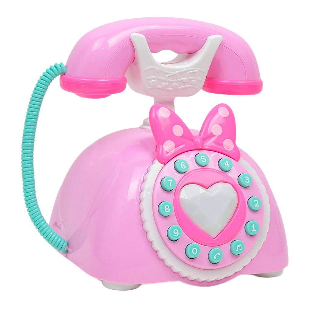 Pink Color Vintage Telephone Toy Early Developmental Toy for Kids