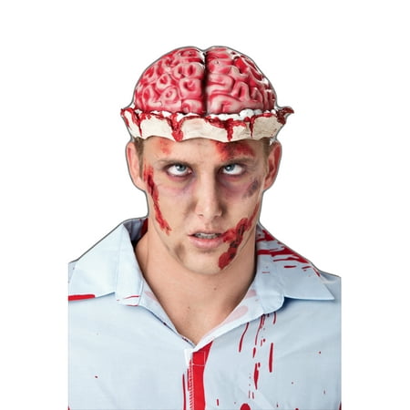 Zombie Brain Fake Headpiece Hat Wig Skull Cap Bloody Horror Adult Costume