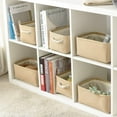 thumbnail image 5 of Tegance Small Storage Baskets for Shelves, Storage Cube Organizer, Storage Bins, 12 x 8 x 5 Inches, Rectangle Canvas Fabric Collapsible Shelf Box with Handles, Beige, 5 of 11
