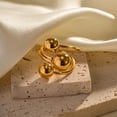 thumbnail image 6 of Minimalist Ball Statement Ring for Women Men Gold Plated Stainless Steel Layered 3 Round Balls Open Wrap Finger Rings Comfort Fit Geometric Unique Christmas Birthday Party Jewelry Gift Size 8, 6 of 7