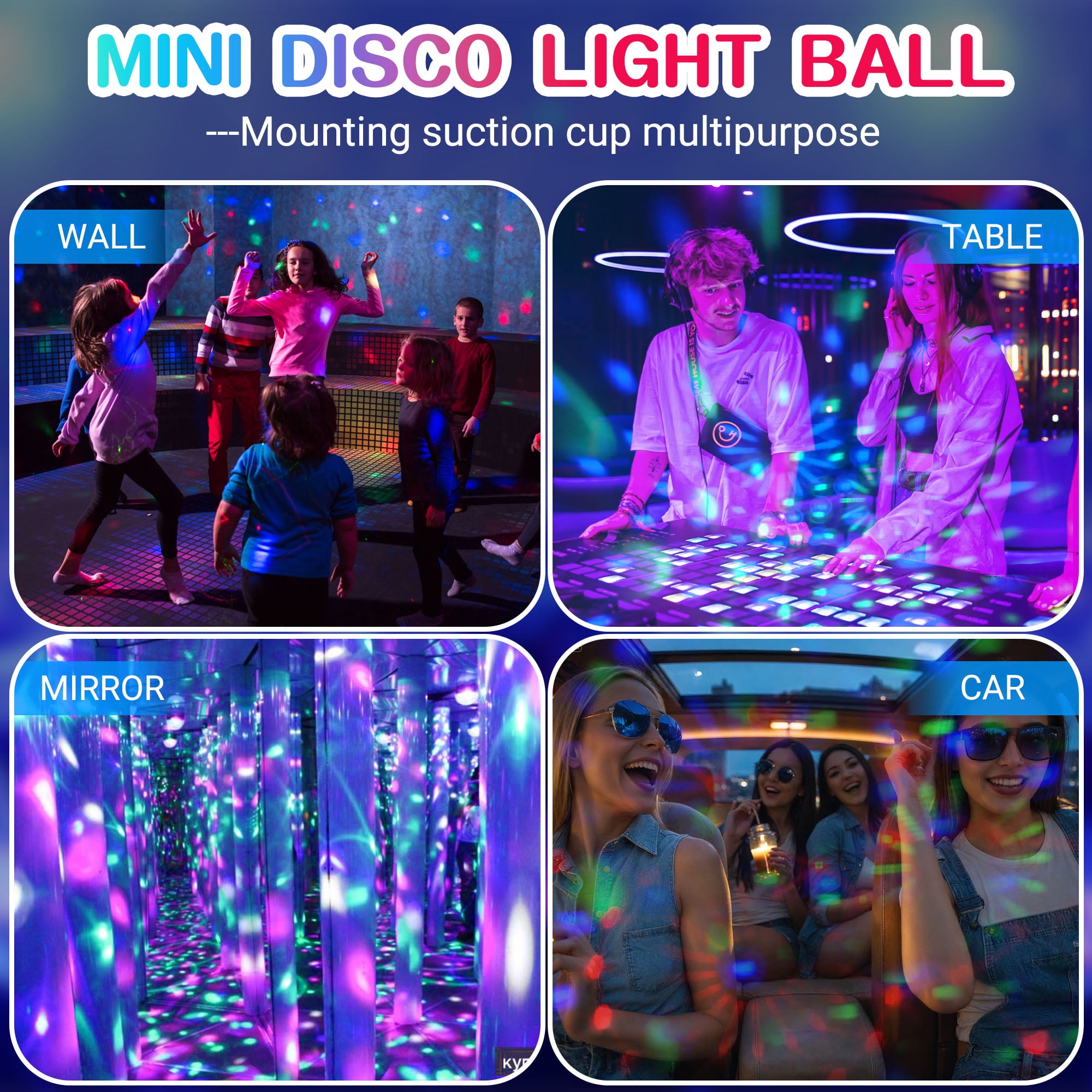 DAYBETTER Mini Disco Ball Light,White Voice Control LED Portable Bracelet Strobe Disco Light for Kids, Adults, Birthday Gift, Christmas