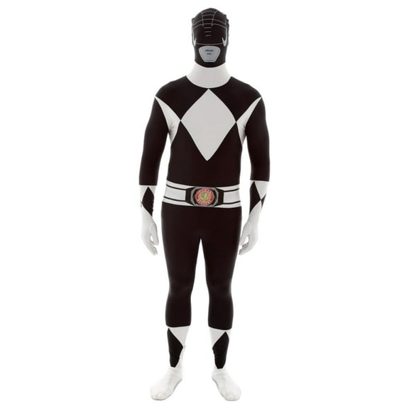 Mens Black Power Ranger Full Body Stretch Jumpsuit Costume Bodysuit X-Large