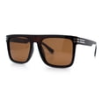 thumbnail image 4 of Polarized Mens Flat Top Horn Rim Plastic Rectangle Mogul Sunglasses All Brown, 4 of 7