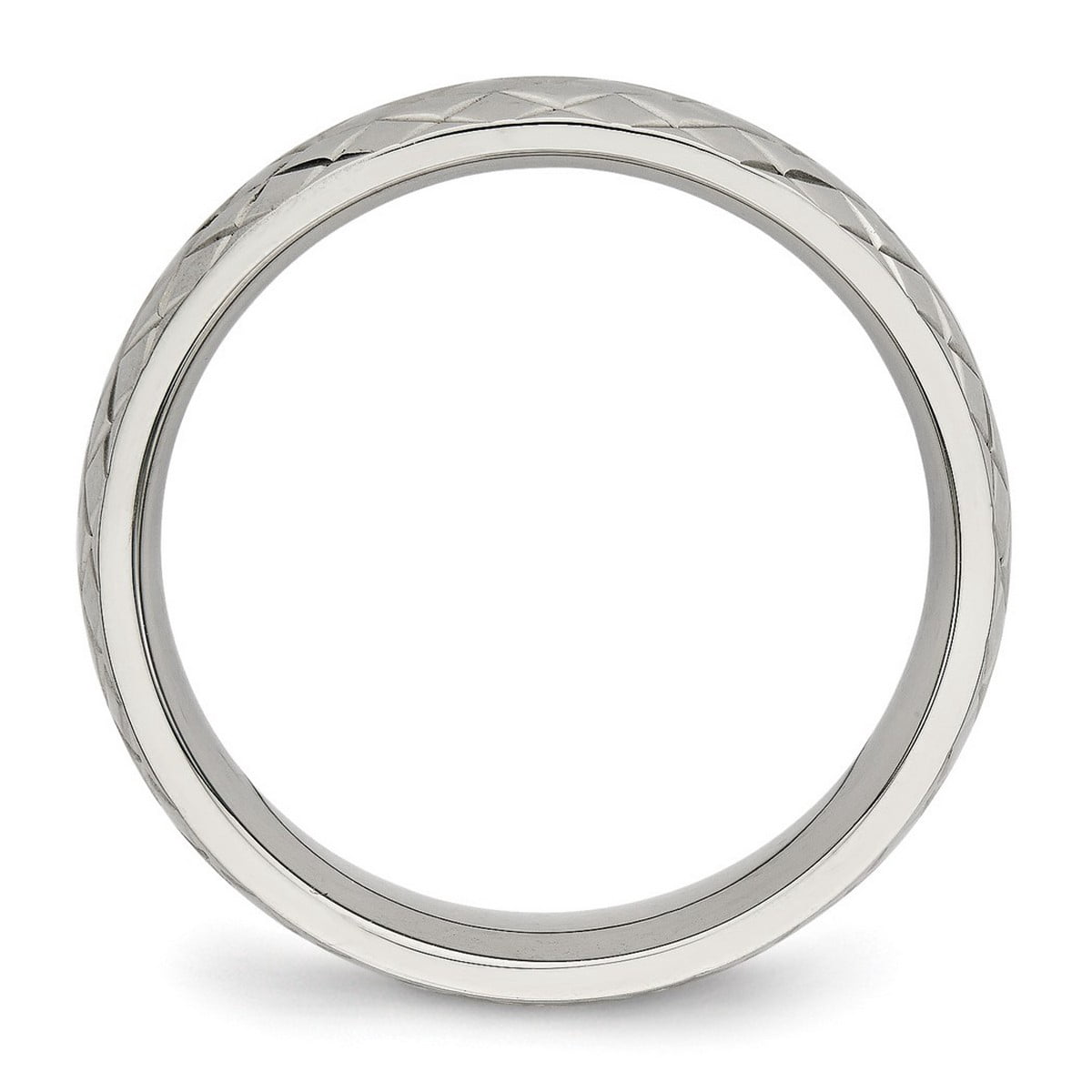6mm Stainless Steel Polished Textured Ring Size 10 Ring for Women