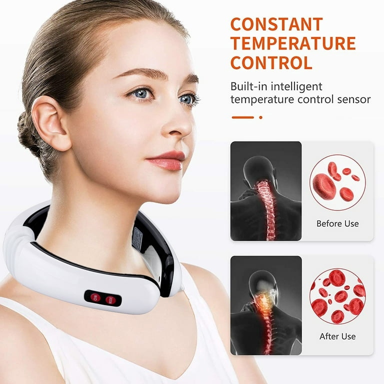Neck Massager with Pulse Pads, Pain Relief, Portable Deep Tissue