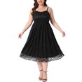 thumbnail image 2 of Agnes Orinda Women's Plus Size Easter Wedding Dress Lace Floral Shoulder Straps Back Zipper Overlay Swing Formal Evening Gowns Cocktail Party Long Dresses 3X Black, 2 of 6