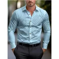 thumbnail image 2 of Camisa de traje rosa negra blanca casual al aire libre color sólido a rayas cómoda suave solapa tops de hombre oficina talla grande 2024, 2 of 5