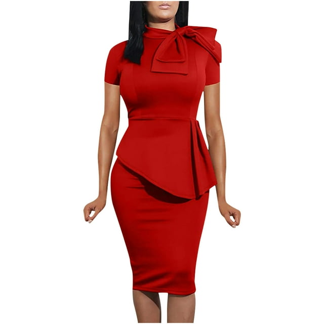 Vestido cruzado a la cadera con volantes y manga corta con cuello redondo irregular Sexy a la moda de verano para mujer Fridja bnh2164