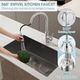 thumbnail image 5 of Wowkk Sanitary Ware Kitchen Sink Faucet with Pull Down Sprayer, Single Handle SUS304 Stainless Steel Kitchen Faucets with Deck Plate, Brushed Nickel, 5 of 11
