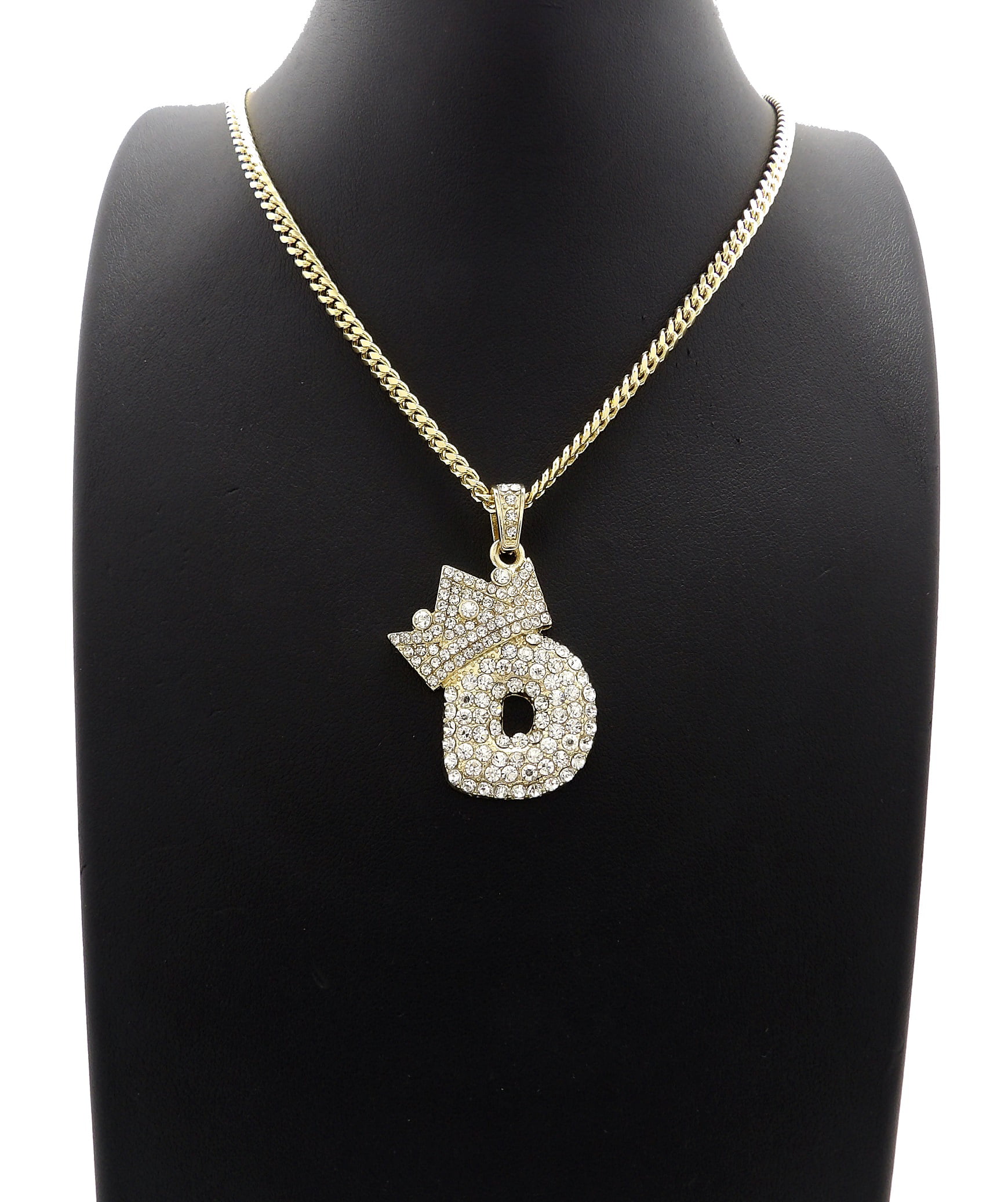 3" Big Gold U Initial Letter Alphabet Hip Hop 36" Cuban Chain Necklace Pendant 
