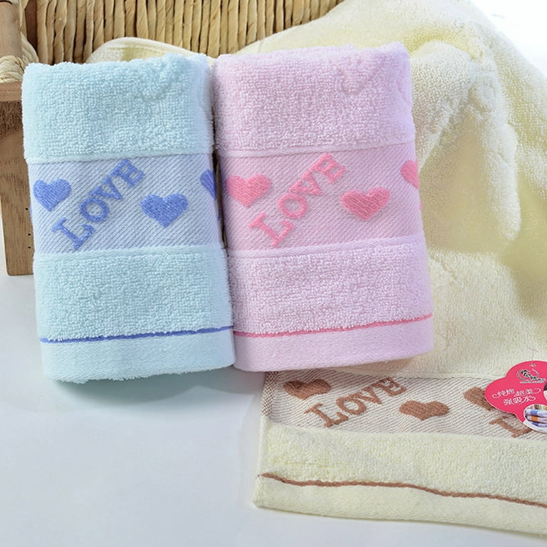 Hevirgo Soft Heart Love Letter Towel Thick Water Absorption Bath Face Hand Washcloth, Pink, Size: 33