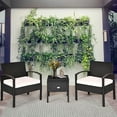 thumbnail image 1 of Costway 3PC Outdoor Patio Rattan Furniture Set Storage Coffee Table Cushioned Sofa White, 1 of 10