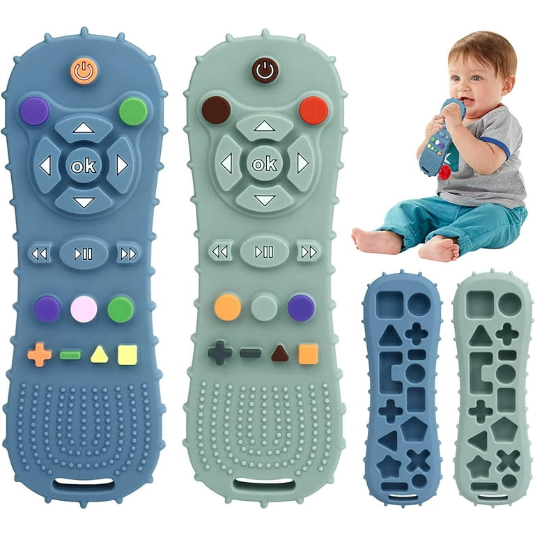 Silicone Baby Teething Toy, TV Remote Control Shape Baby Teether Toys for  Babies 3 6 12 18 Months, Baby Early Educational Sensory Toy,Soft Baby Chew