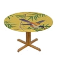 thumbnail image 3 of HAOXIT Birds Wicker Tablecloth Round Leaves Chinese Style Countryside Yellow Waterproof Wipeable Table Cloth Cover Table Pad Cover for Dining Room Fitted Table  54-58, 3 of 8