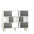 thumbnail image 5 of Imerelez 4-Tier Wooden Bookcase, 6 Non-woven Drawer & 6 Cube Storage Organizer Bookshelves, Bookcases with Solid Wood Legs, Free Standing Book Shelf for Home Office, Living Room, White, 5 of 6