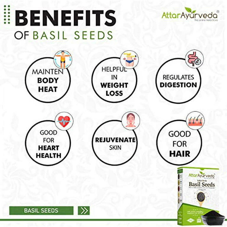 Attar Ayurveda Sabja Basil Seeds Rich in Protein Fibre Vitamins