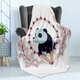 thumbnail image 4 of Panda Soft Flannel Fleece Throw Blanket, Fluffy Mammal with Spring Flowers Surrounding, Cozy Plush for Indoor and Outdoor Use, 60" x 80", Ruby Baby Blue, by Ambesonne, 4 of 5