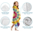 thumbnail image 7 of Colorful Rainbow Tie Dye Spiral Pattern Hooded Bath Towel，60"x35" for Ages 3 To 12 Kids, Quick Dry Lightweight Soft Microfiber Hood Beach Towel Cover Up for Kids, 7 of 7